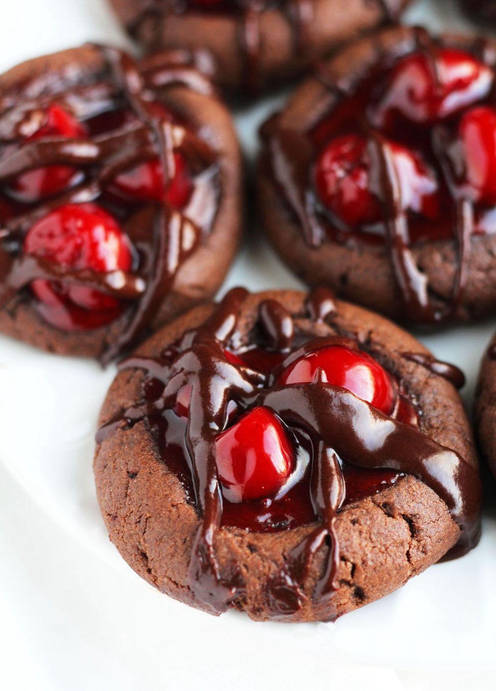 Chocolate Cherry Thumbprint Cookies