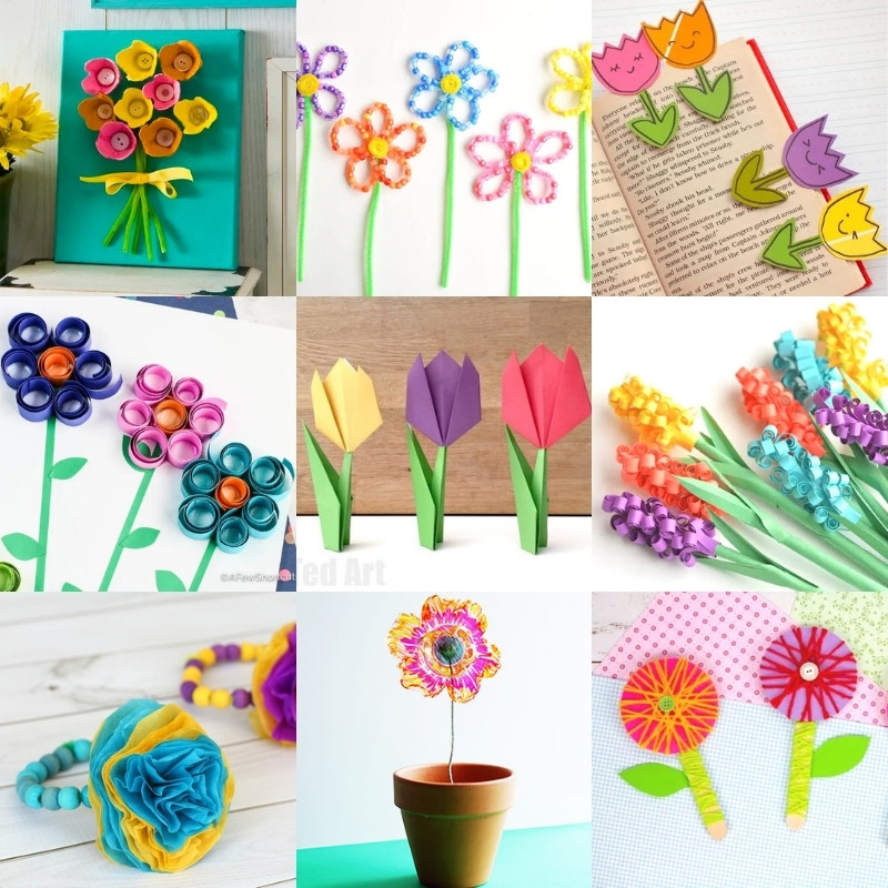 Paper Flower Craft  Flower crafts, Spring crafts for kids, Paper flower  crafts