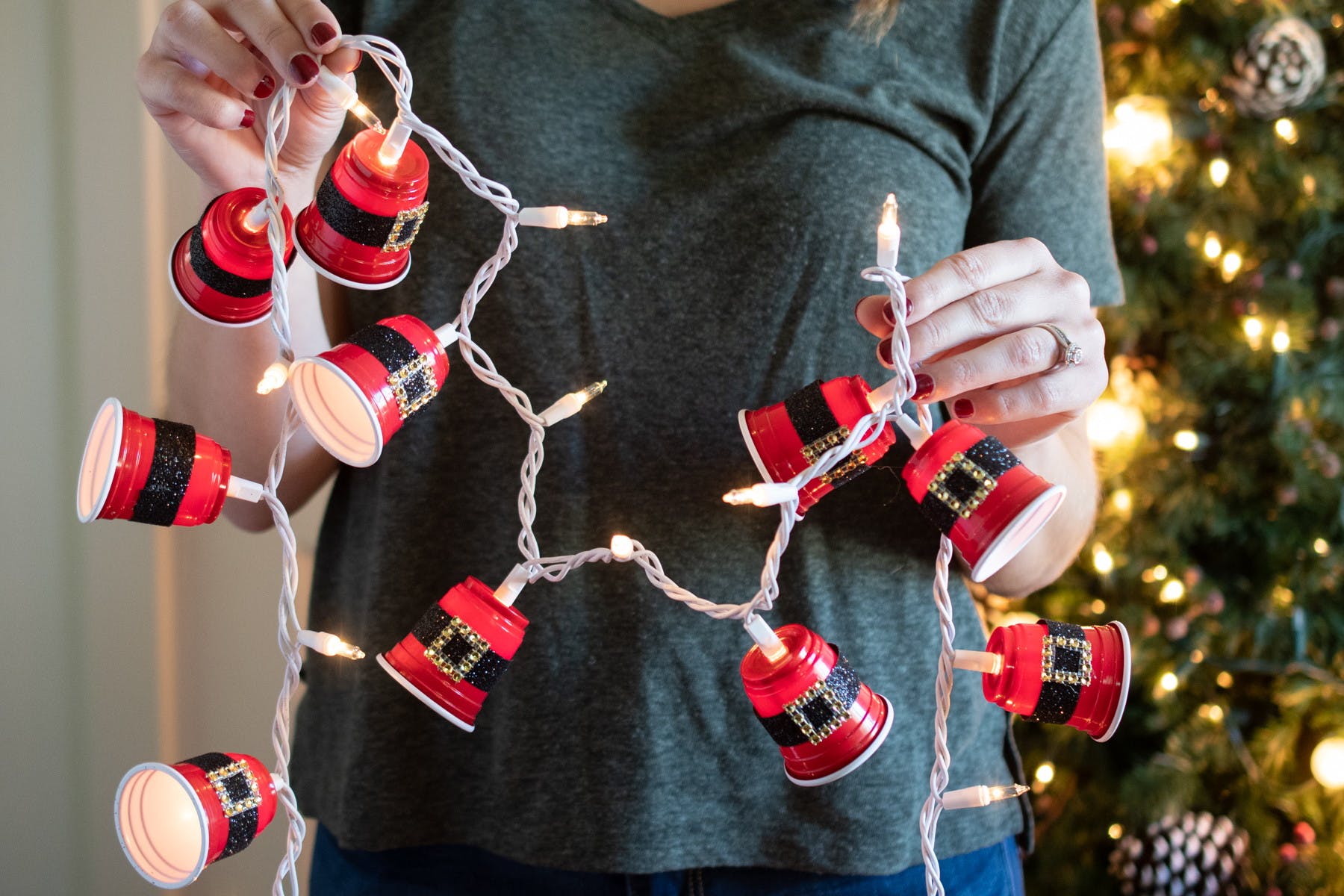 christmas dollar store diy red cup santa lights