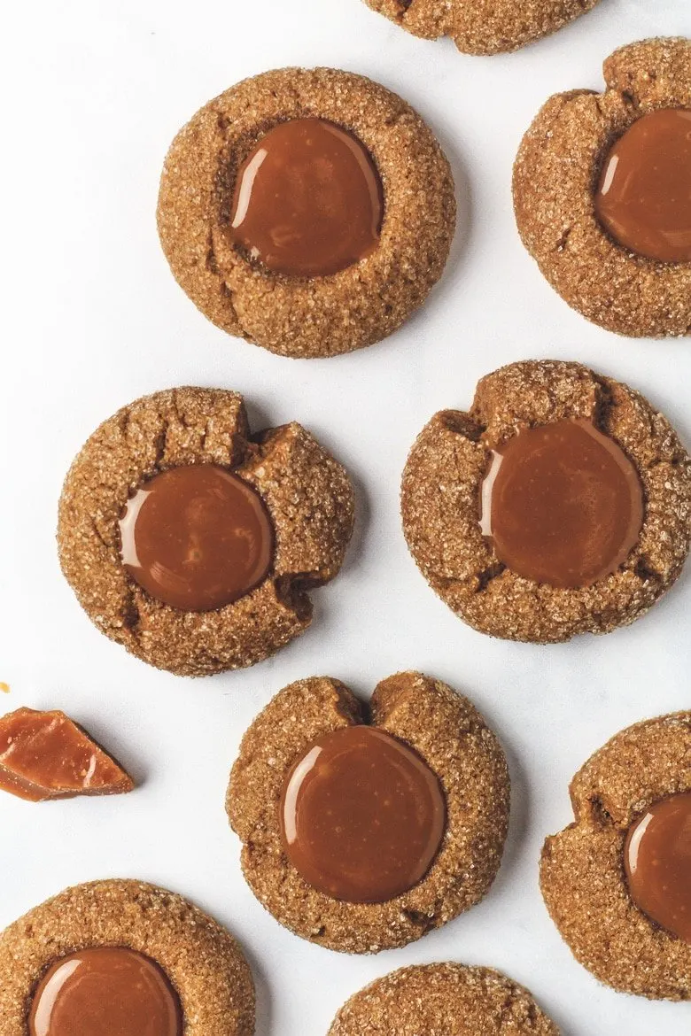 Coffee Caramel Thumbprint Cookies