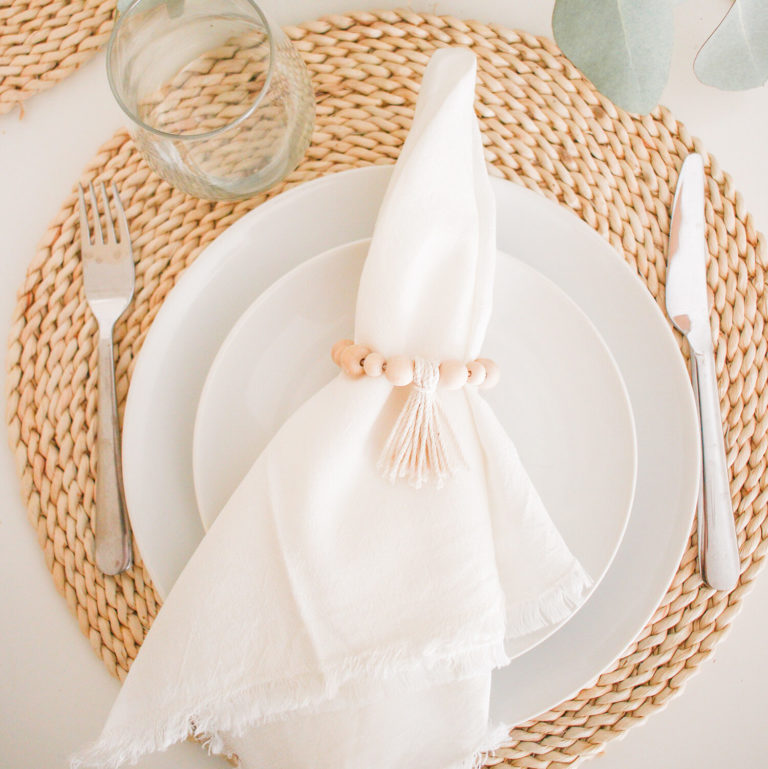 diy wooden bead tassel napkin rings