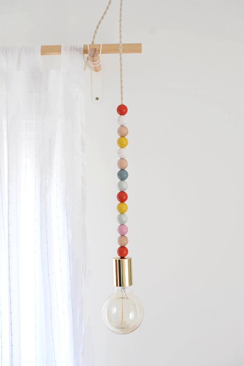 diy wooden bead pendant light