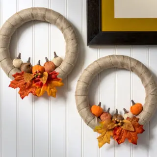 Make a mini pumpkin wreath with Dollar Tree supplies