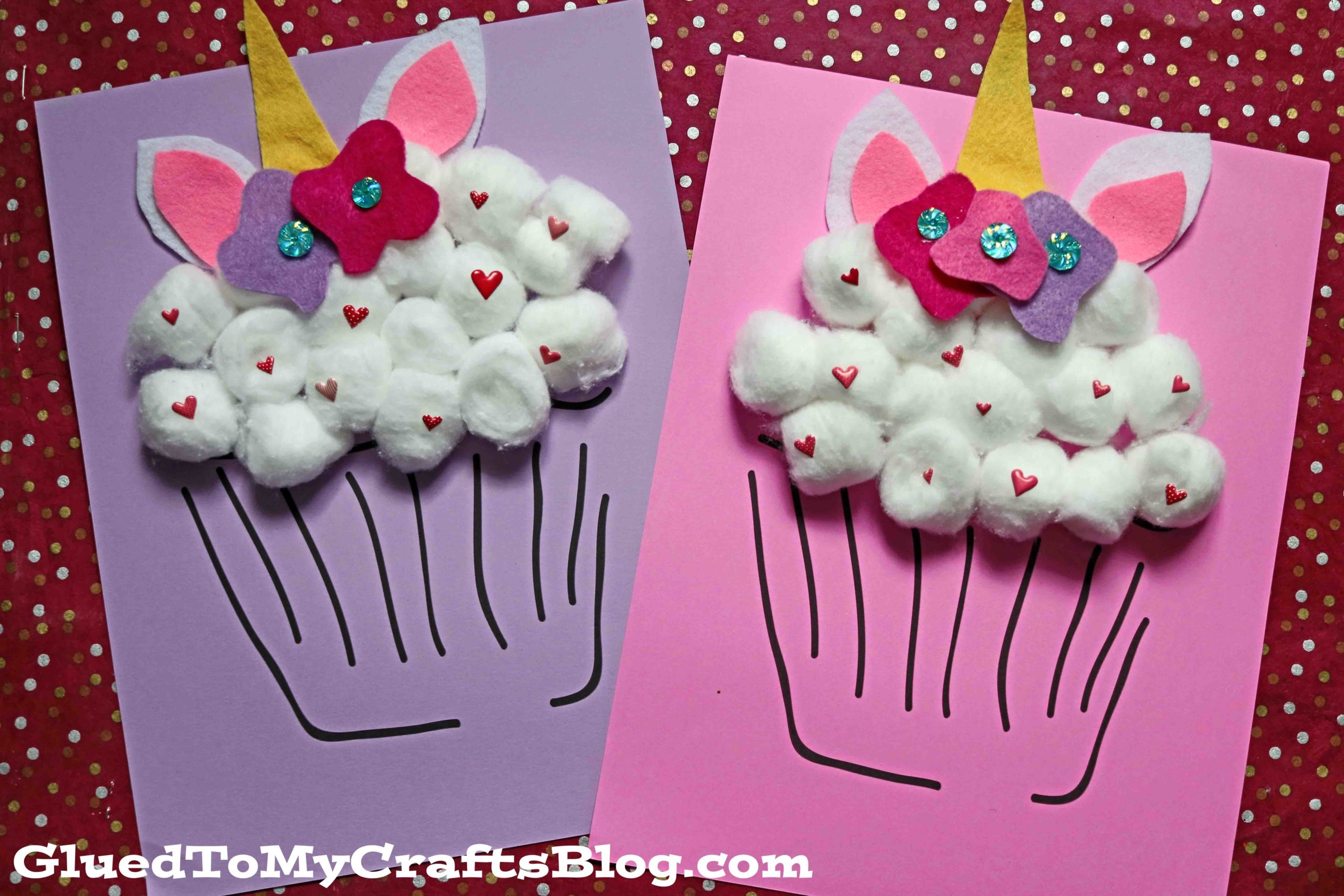 cotton ball unicorn cupcake