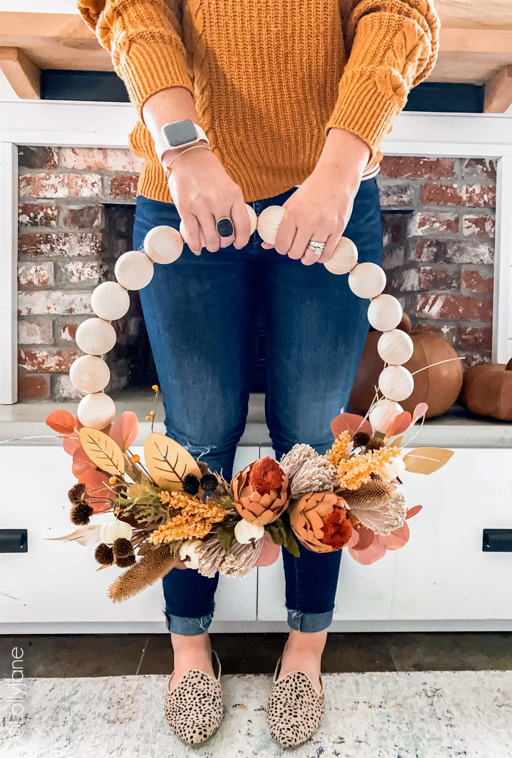 DIY Fall Split Wood Bead Wreath