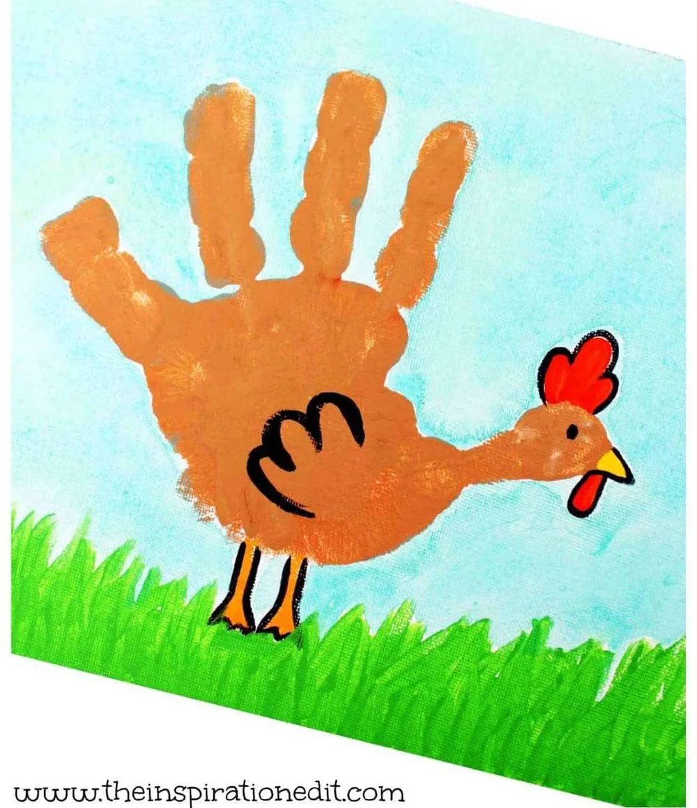 handprint chicken canvas art