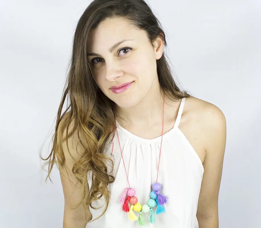 tassel and wood bead necklace diy