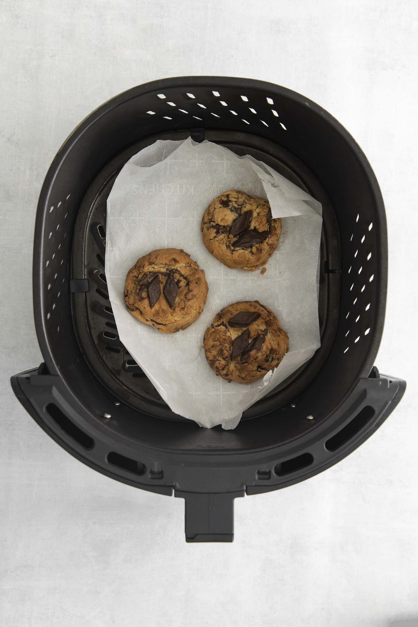 Chocolate chunk cookies made in the air fryer