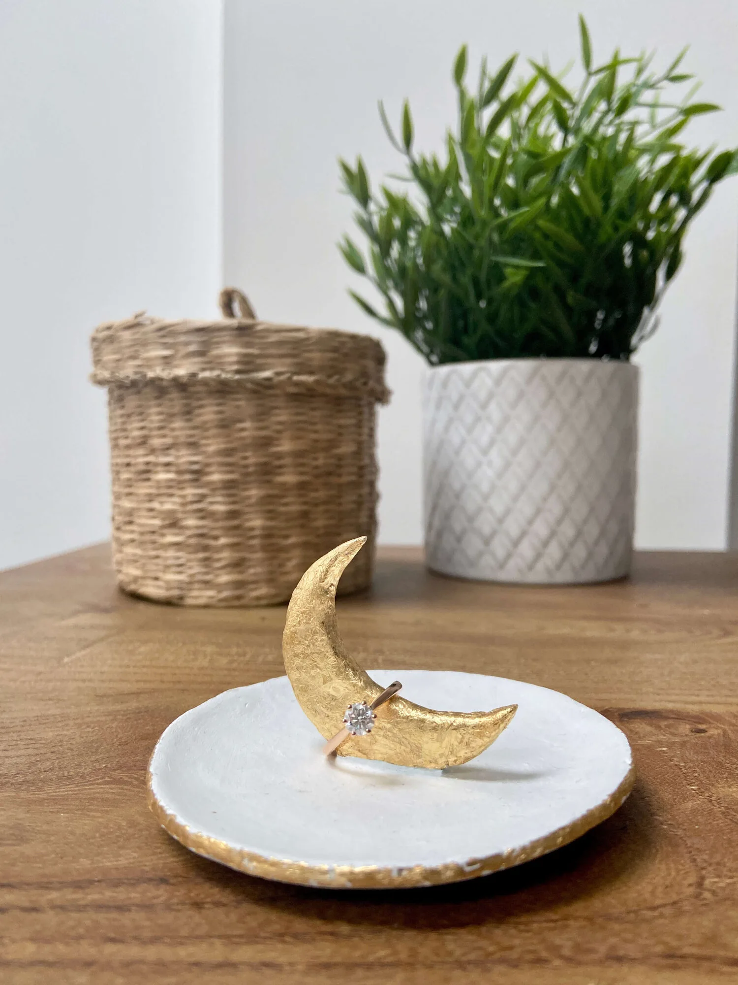 crescent moon clay ring dish