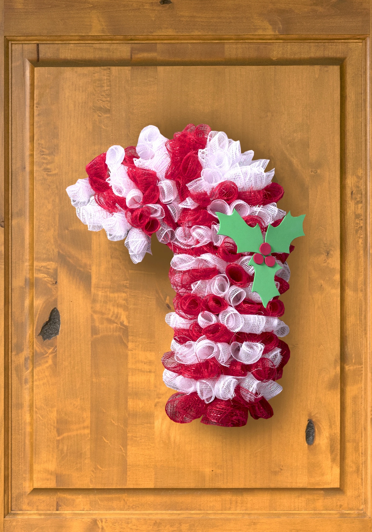 Mesh Candy Cane Front Door Wreath