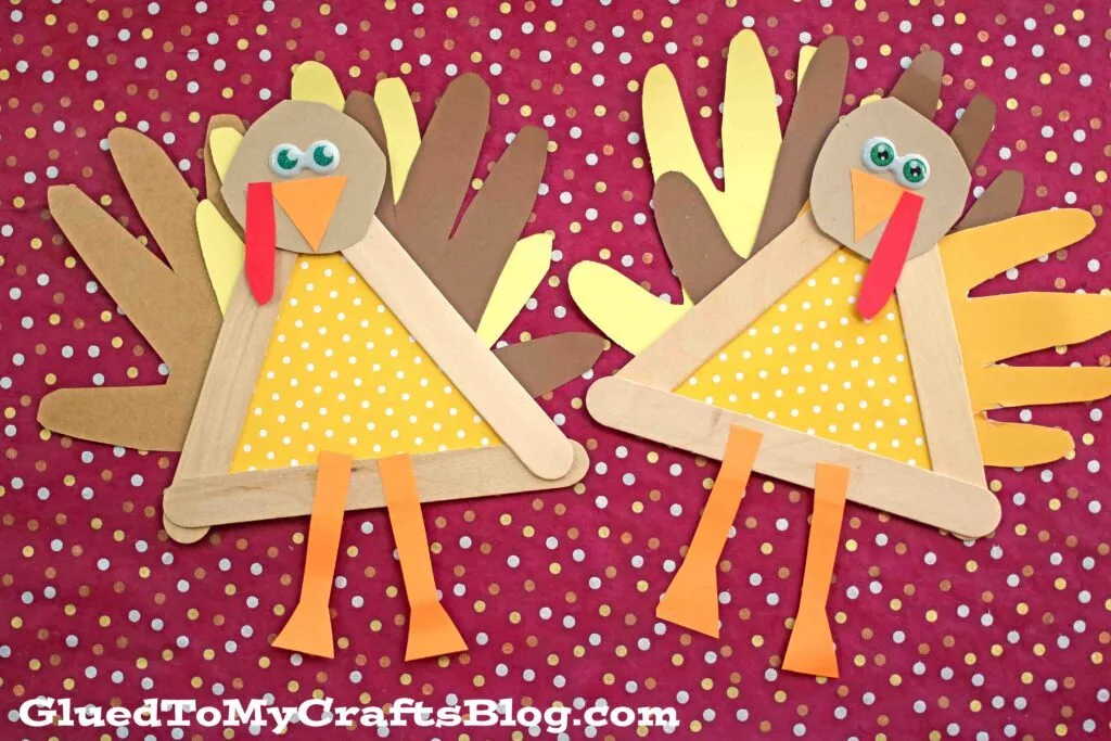 Popsicle Stick Handprint Turkeys