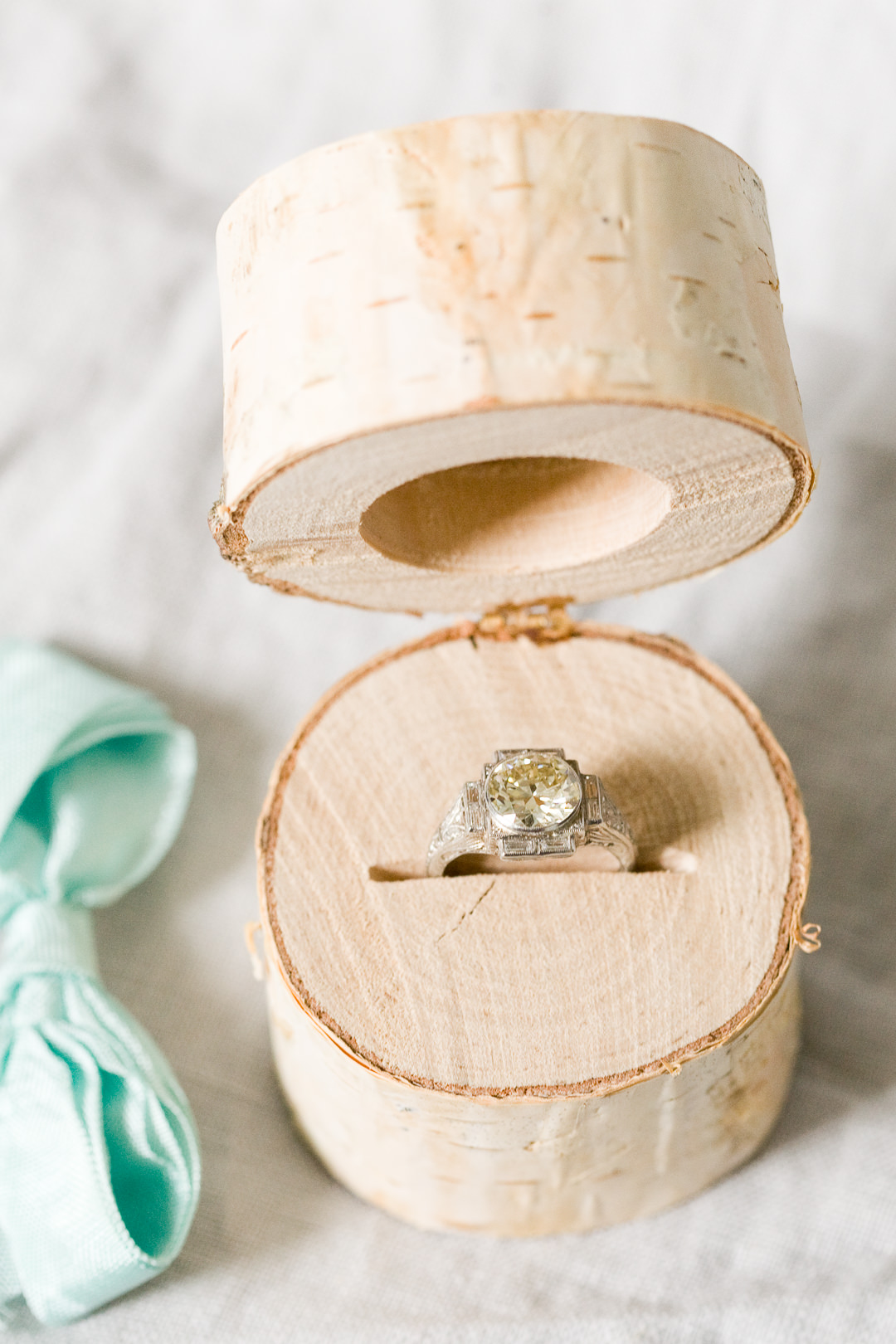 diy birch log ring box