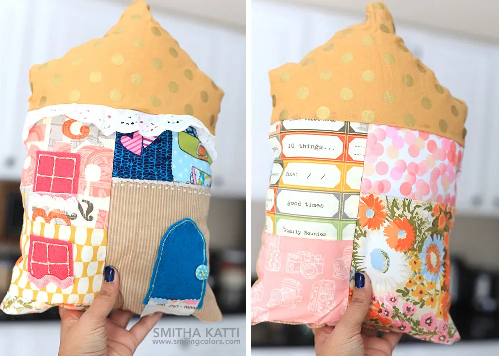 fabric stash house pillow no-sew