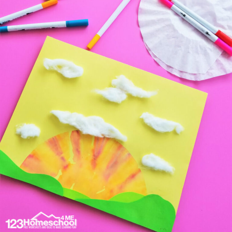 Coffee filter sunrise craft for kids