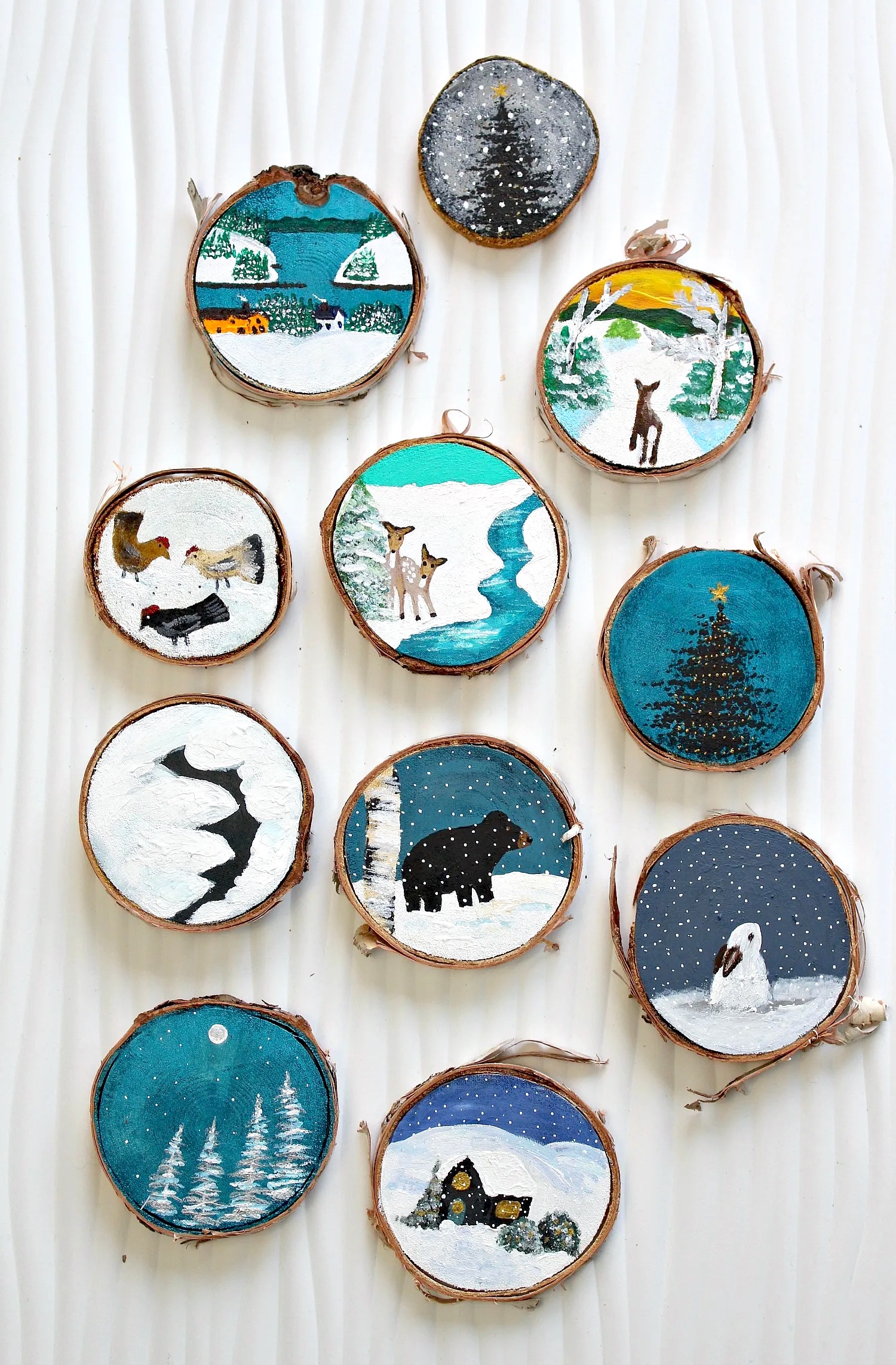 DIY Painted Birch Slice Ornaments