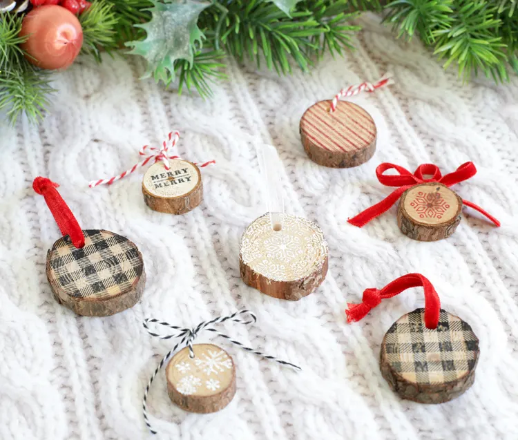 DIY Stamped Wood Ornaments