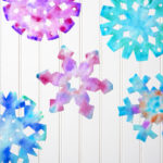 DIY coffee filter snowflakes