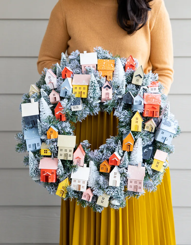 DIY paper village wreath