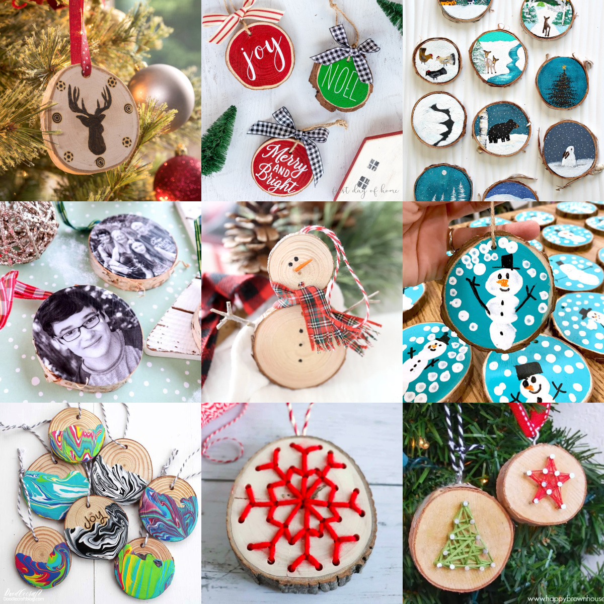 Wood Slice Ornament Ideas for Your Tree - DIY Candy