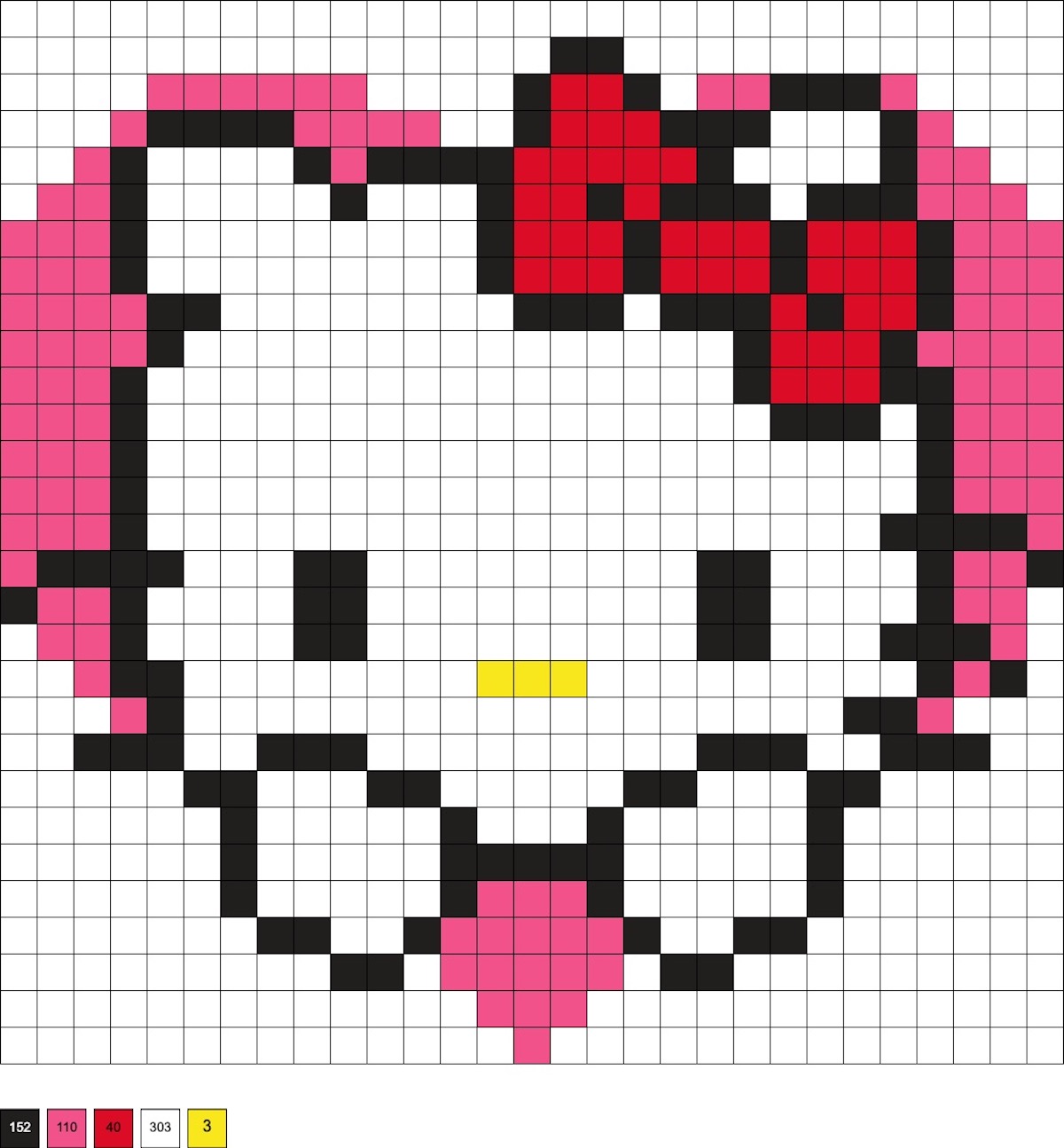 Hello Kitty in a heart melty beads pattern