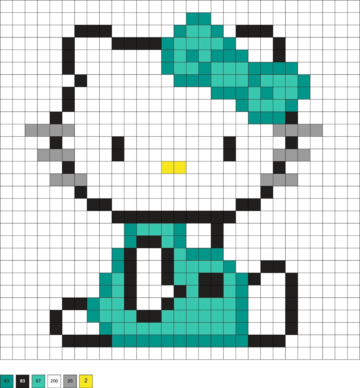 Hello Kitty in overalls hama bead pattern