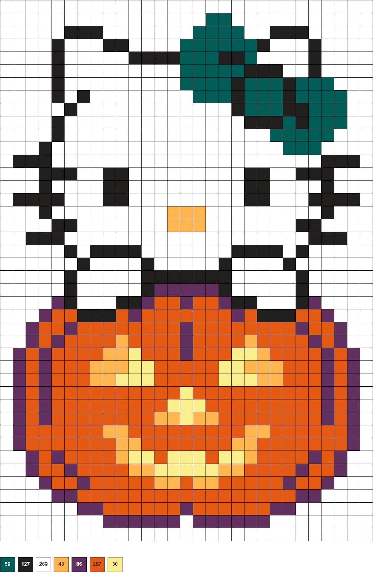 Hello Kitty with a pumpkin perler bead pattern