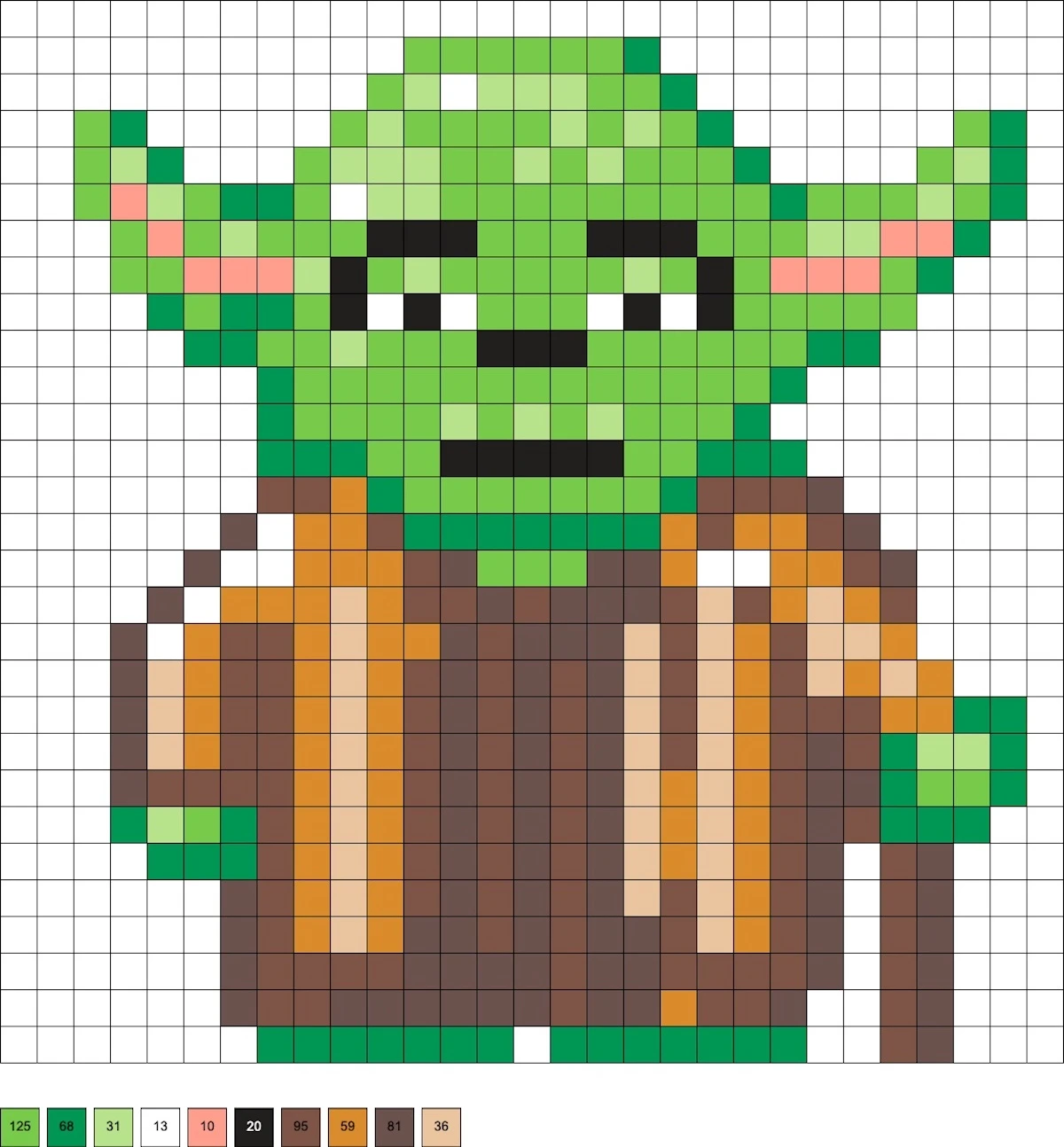 Yoda perler bead pattern