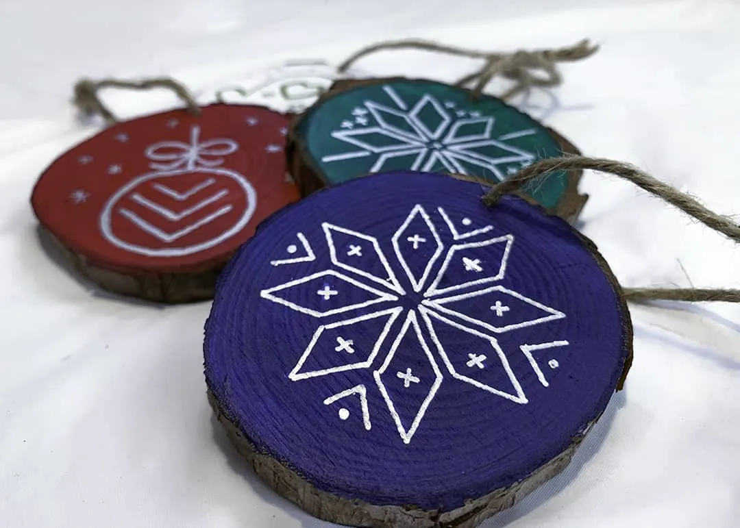 Painted Nordic Patterned Ornaments