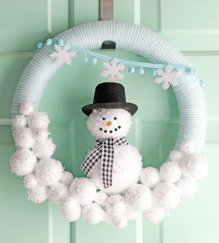 diy winter wreath snowman