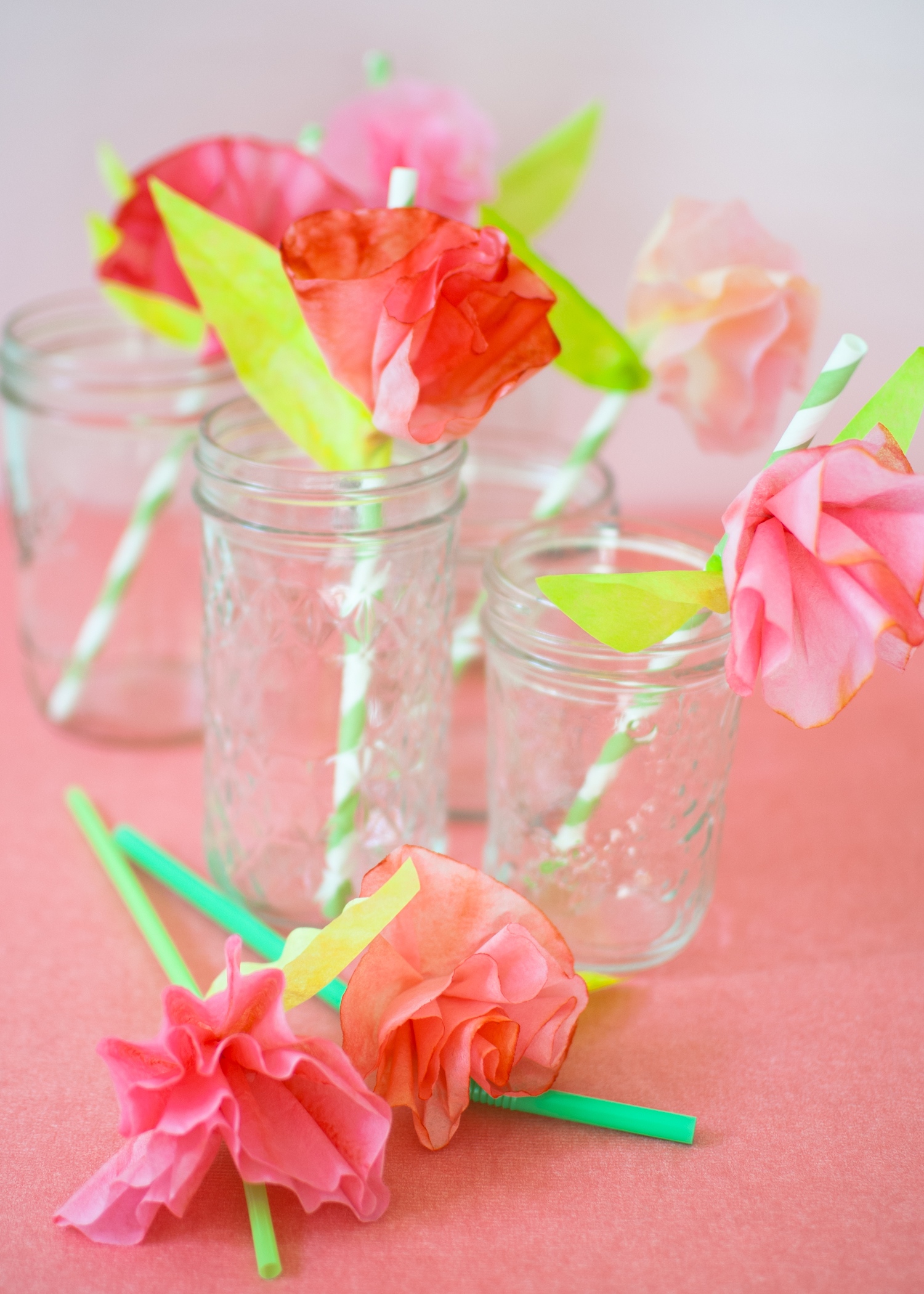 pretty coffee filter flower party straw craft