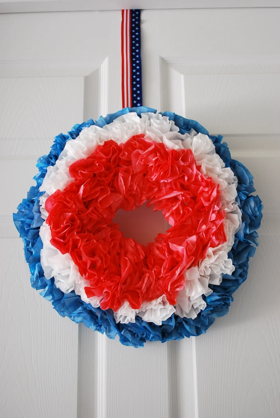 patriotic red white and blue wreath