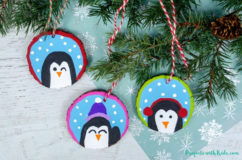 Make Adorable Wood Slice DIY Penguin Ornaments