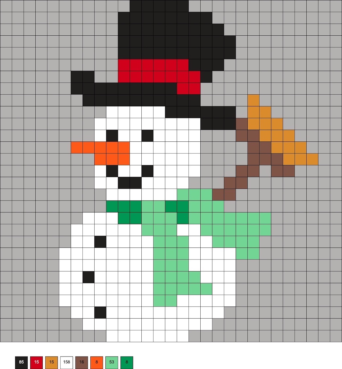 snowman perler pattern