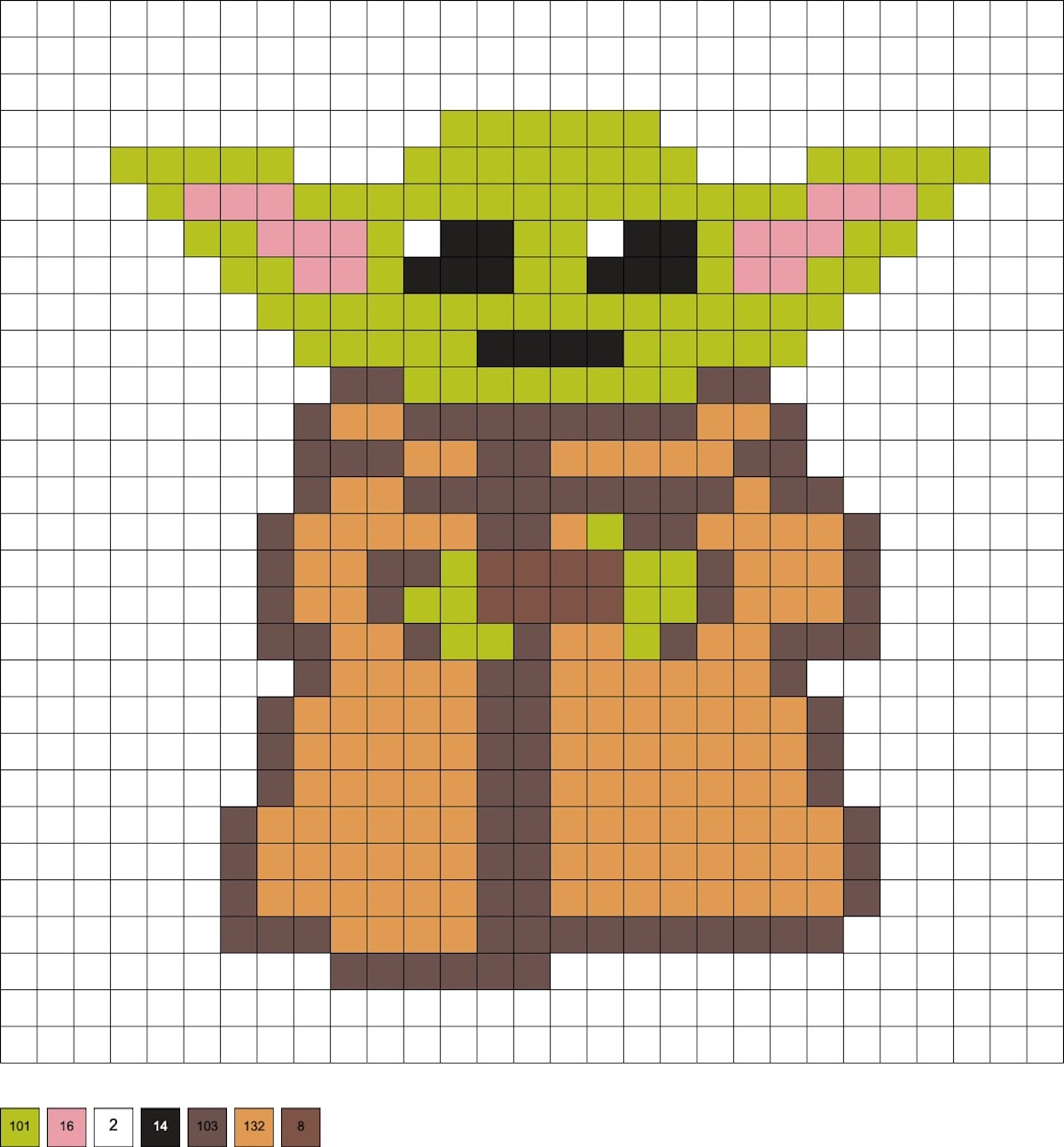 Baby Yoda hama bead pattern