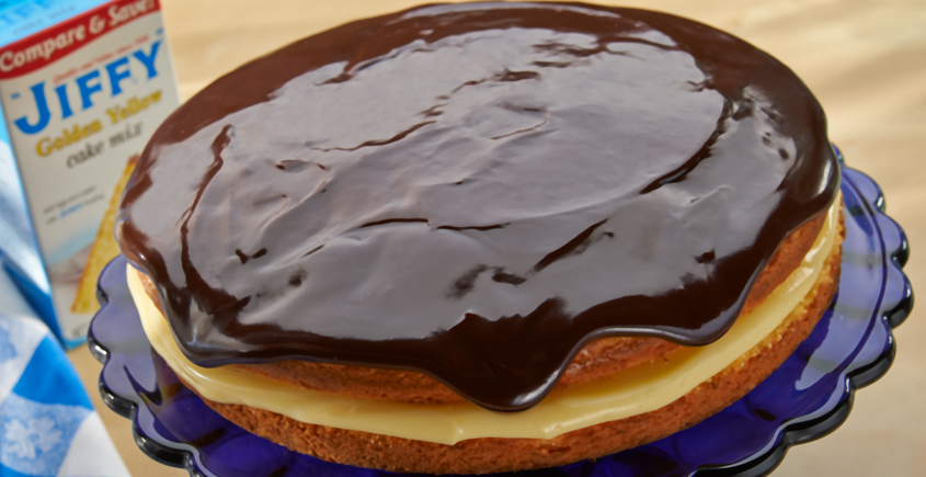 boston cream pie recipe by Jiffy