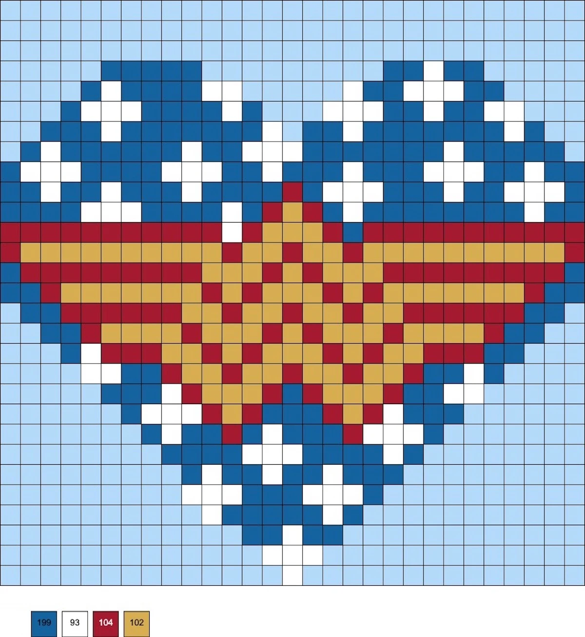 Wonder Woman heart perler bead pattern