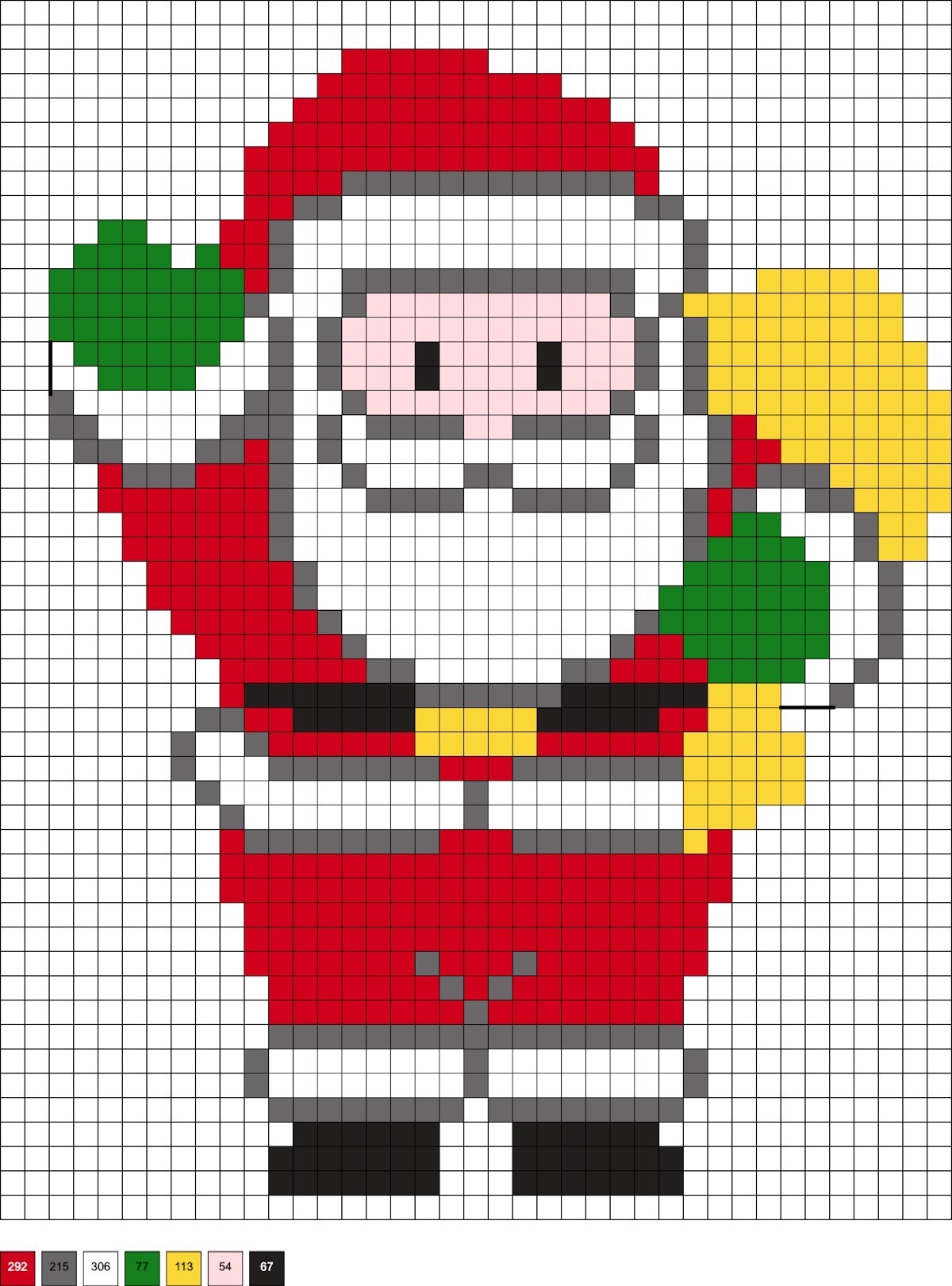 waving Santa with a bag of presents perler beads