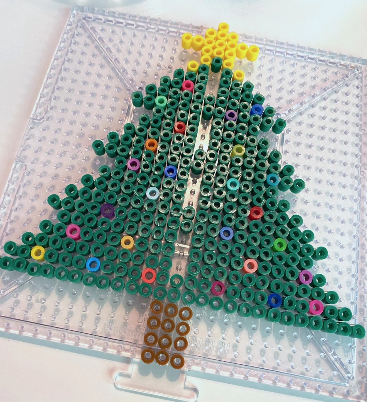 Christmas-perler-beads-on-a-pegboard