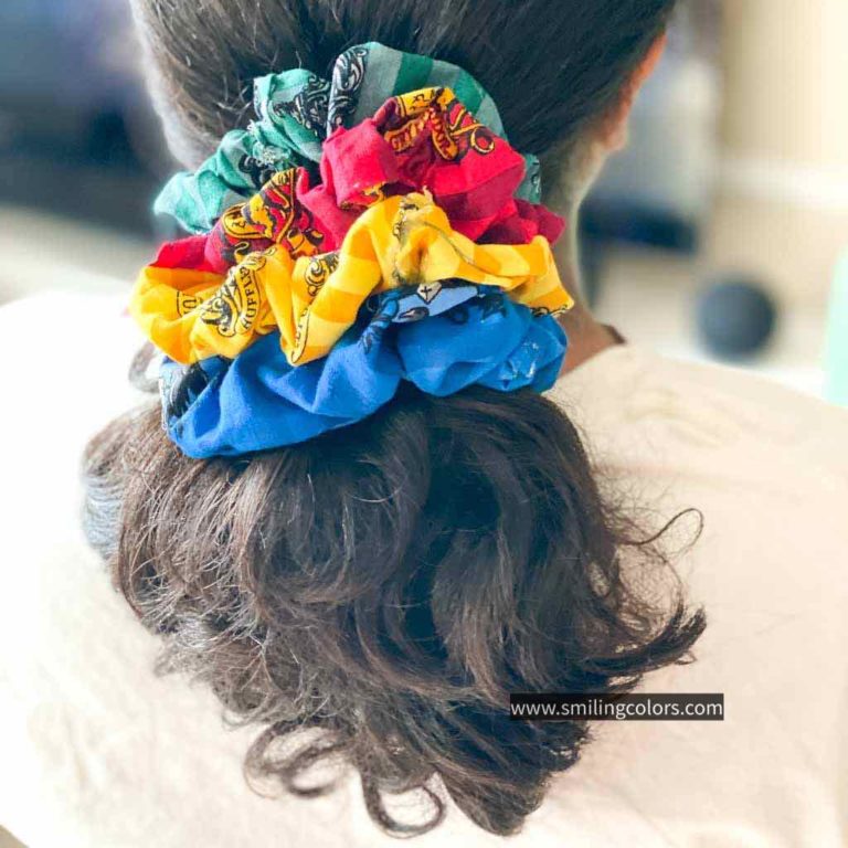 diy no-sew hair scrunchies for each hogwarts house