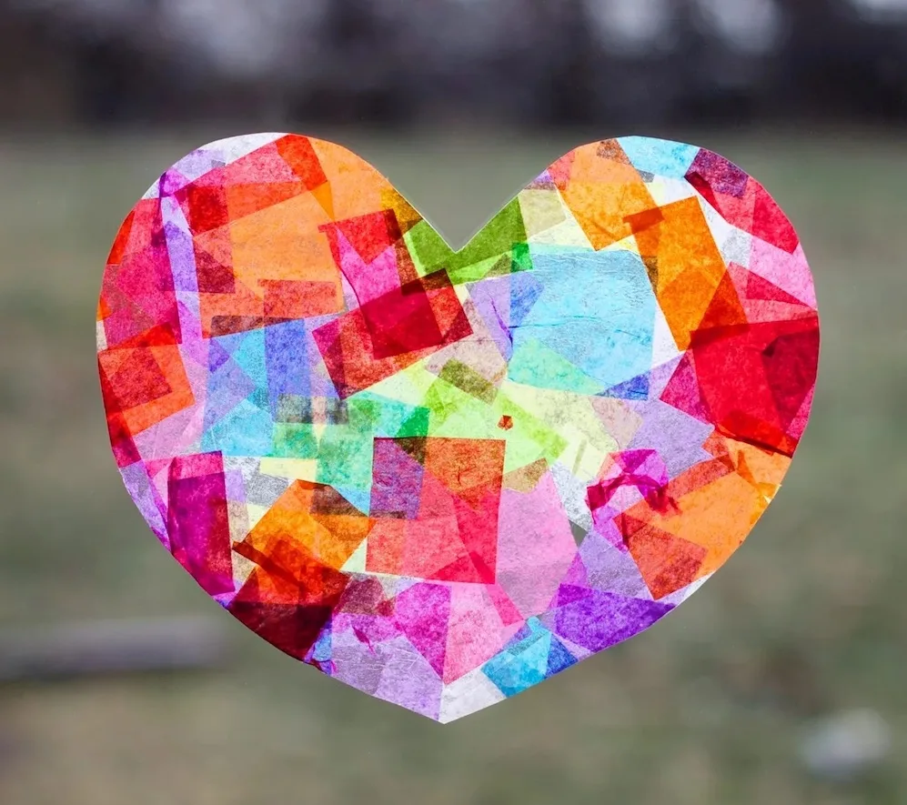 Rainbow Heart Suncatchers with Template