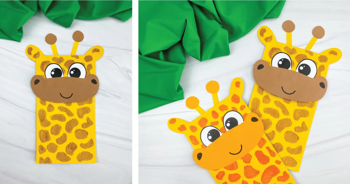 giraffe paper bag puppet craft