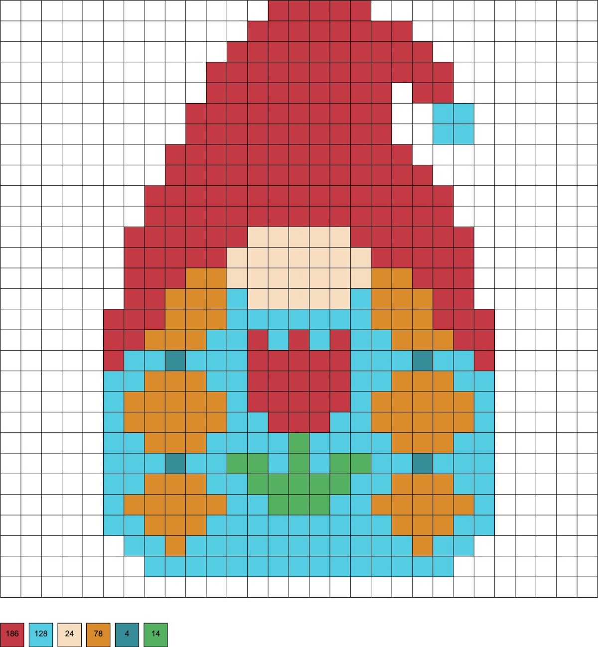 girl gnome perler pattern