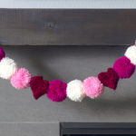 pom pom garland for Valentine's Day