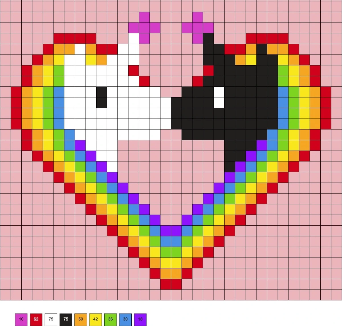unicorn with a heart rainbow perler patterns