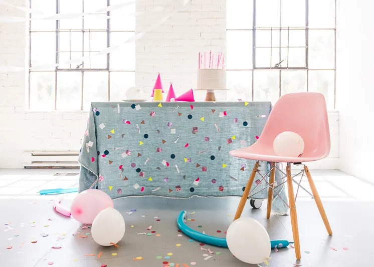 DIY confetti tablecloth