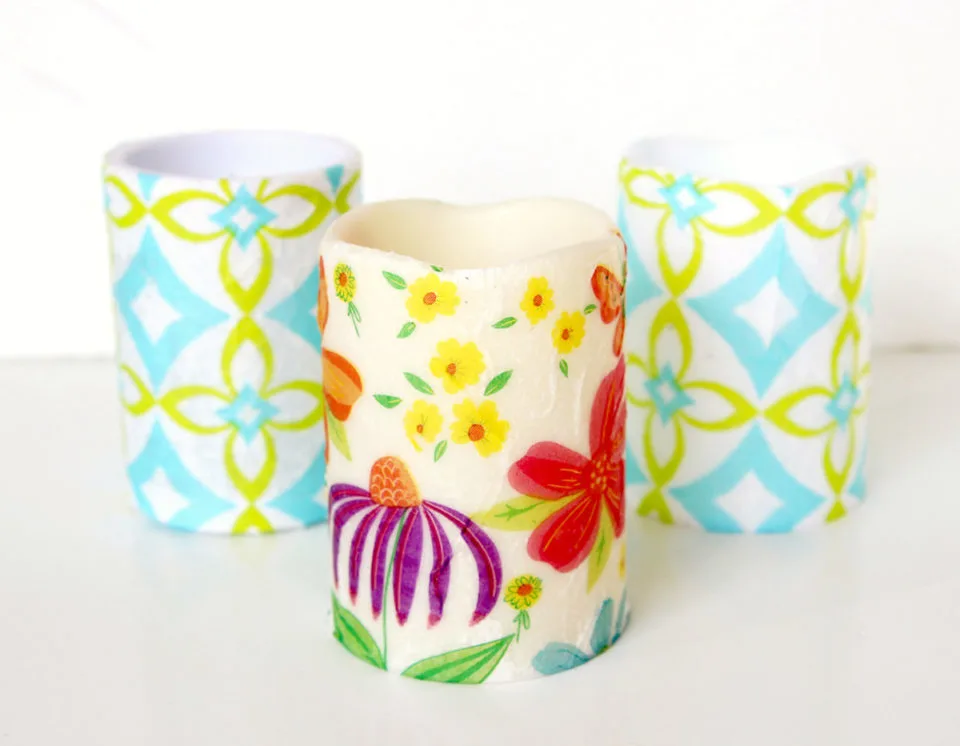 decoupage candles with dollar tree napkins