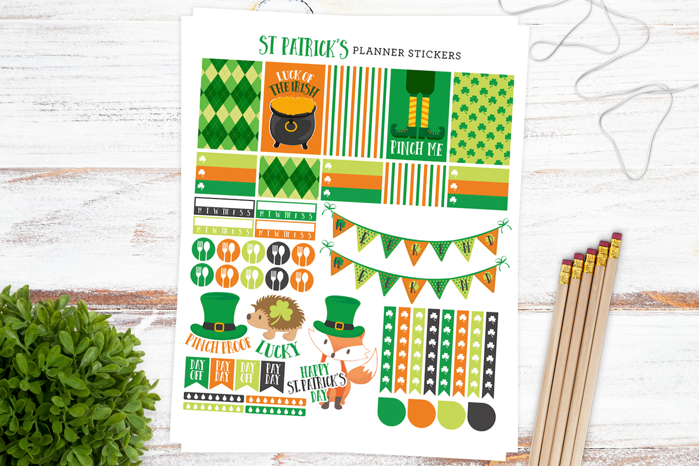 St Patrick's Day stickers for your planner