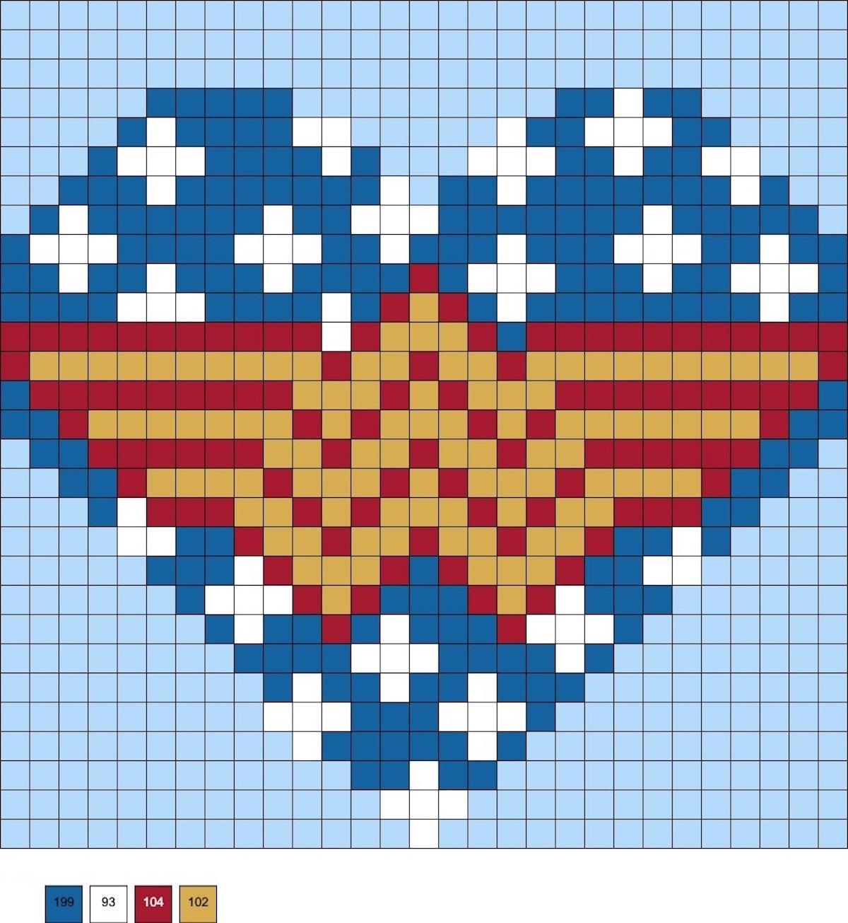 Wonder Woman heart perler bead pattern