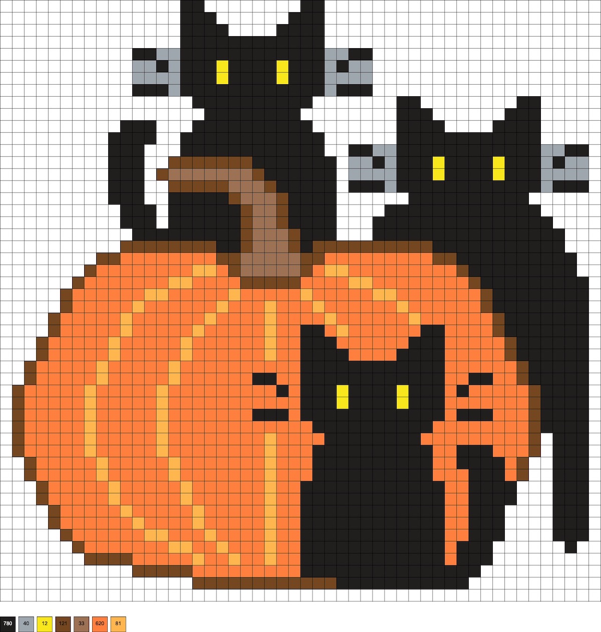 black cats and pumpkin perler beads