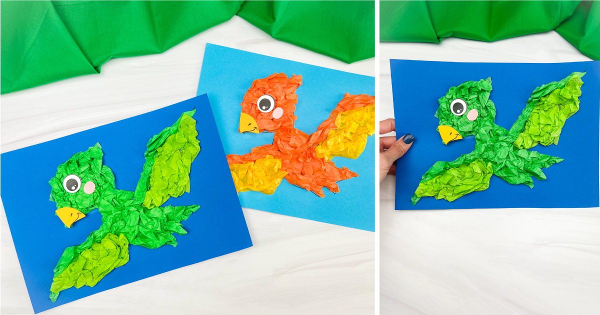 cute tissue paper dinosaur craft